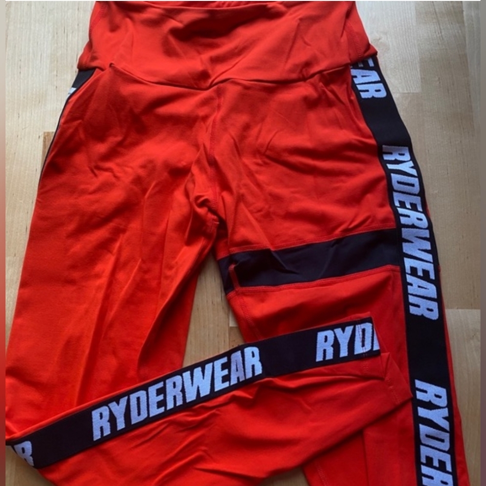 Ryderwear Logo Leggings Red and Black - Picture 2 of 4